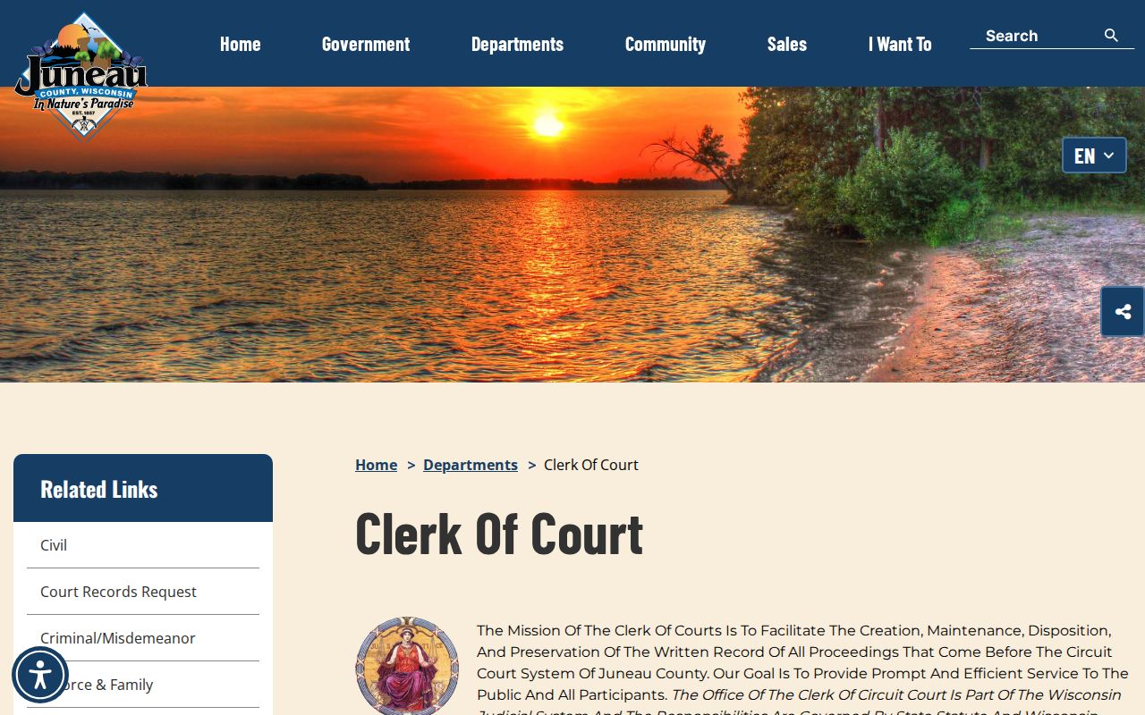 Juneau County criminal court case records at the Clerk of Circuit Court