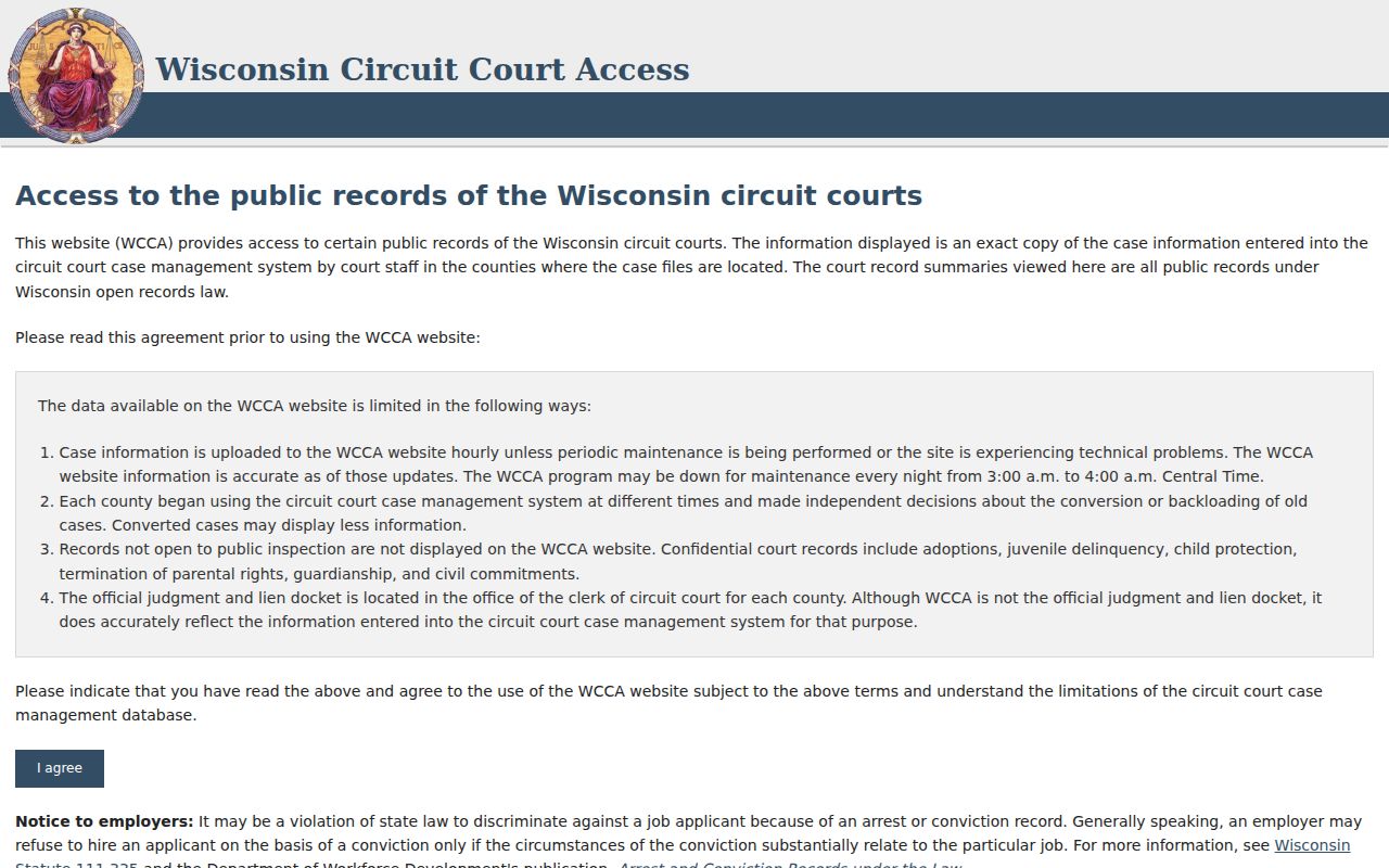 WCCA search for Juneau County criminal court case records