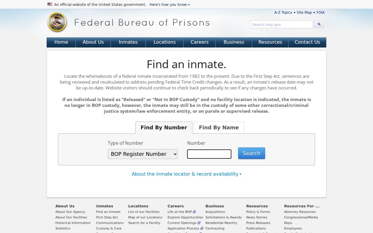 Juneau County criminal custody research using the federal inmate locator