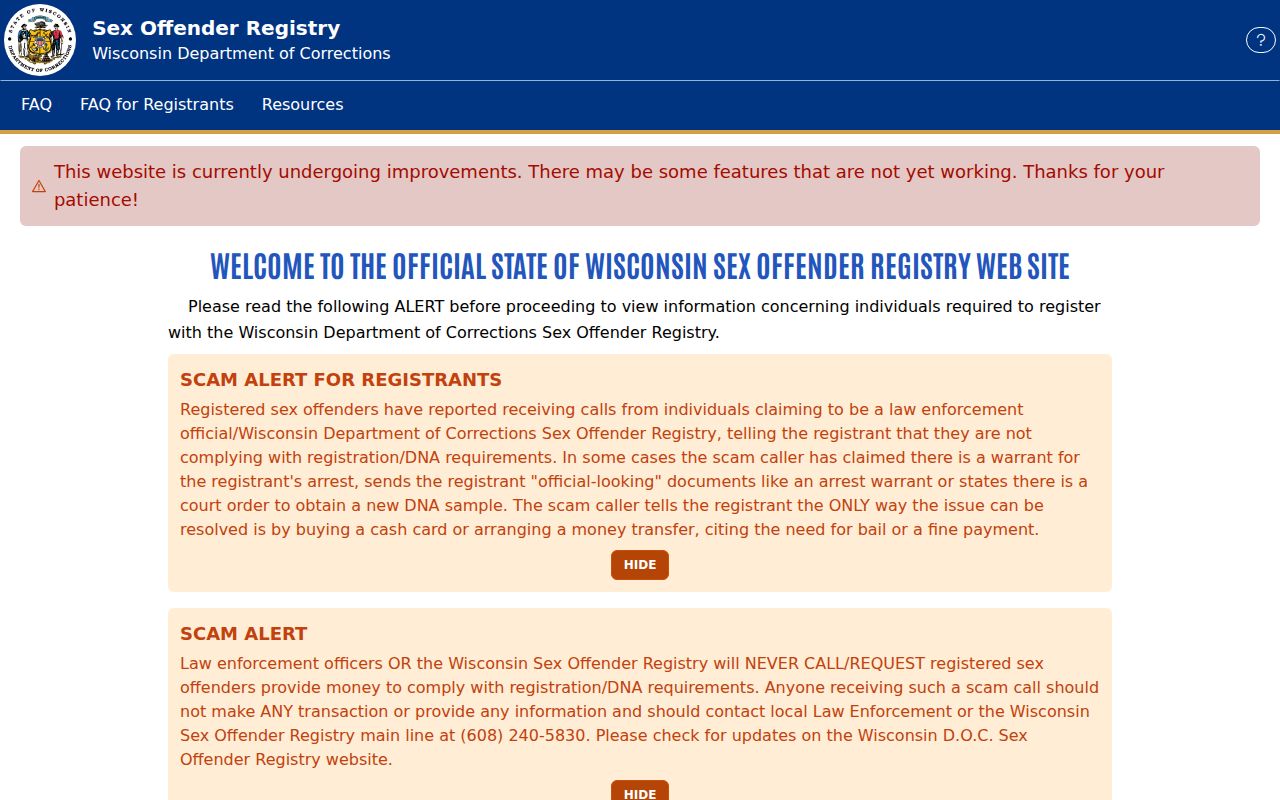 Juneau County sex offender check on the WI Stay Safe registry search